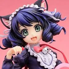 Cyan character figure used as animegao reference